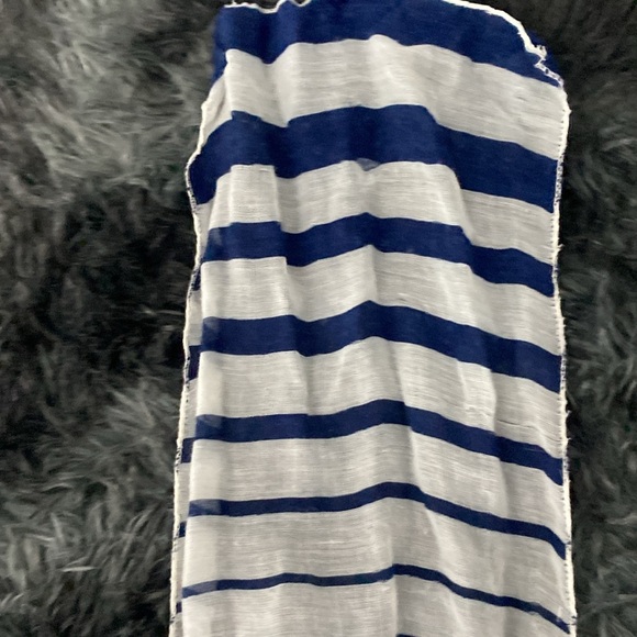 Sheer white and navy striped scarf - Picture 14 of 17